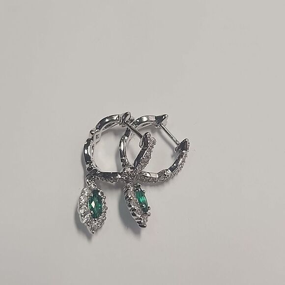 Bomb Party Hoop Dangle Earrings 'So In Love' Silver Tone - Picture 3 of 3